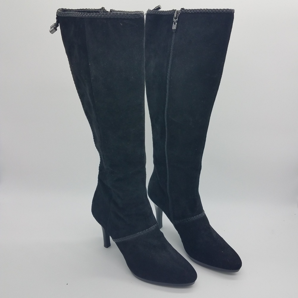 Tahari Gable Knee High Black Suede Dress boots 8M
